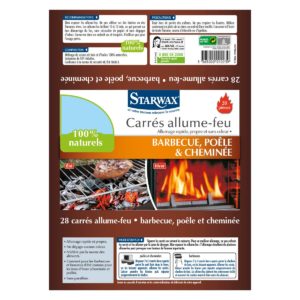 Carrés allume-feu pour barbecue, poêle et cheminée