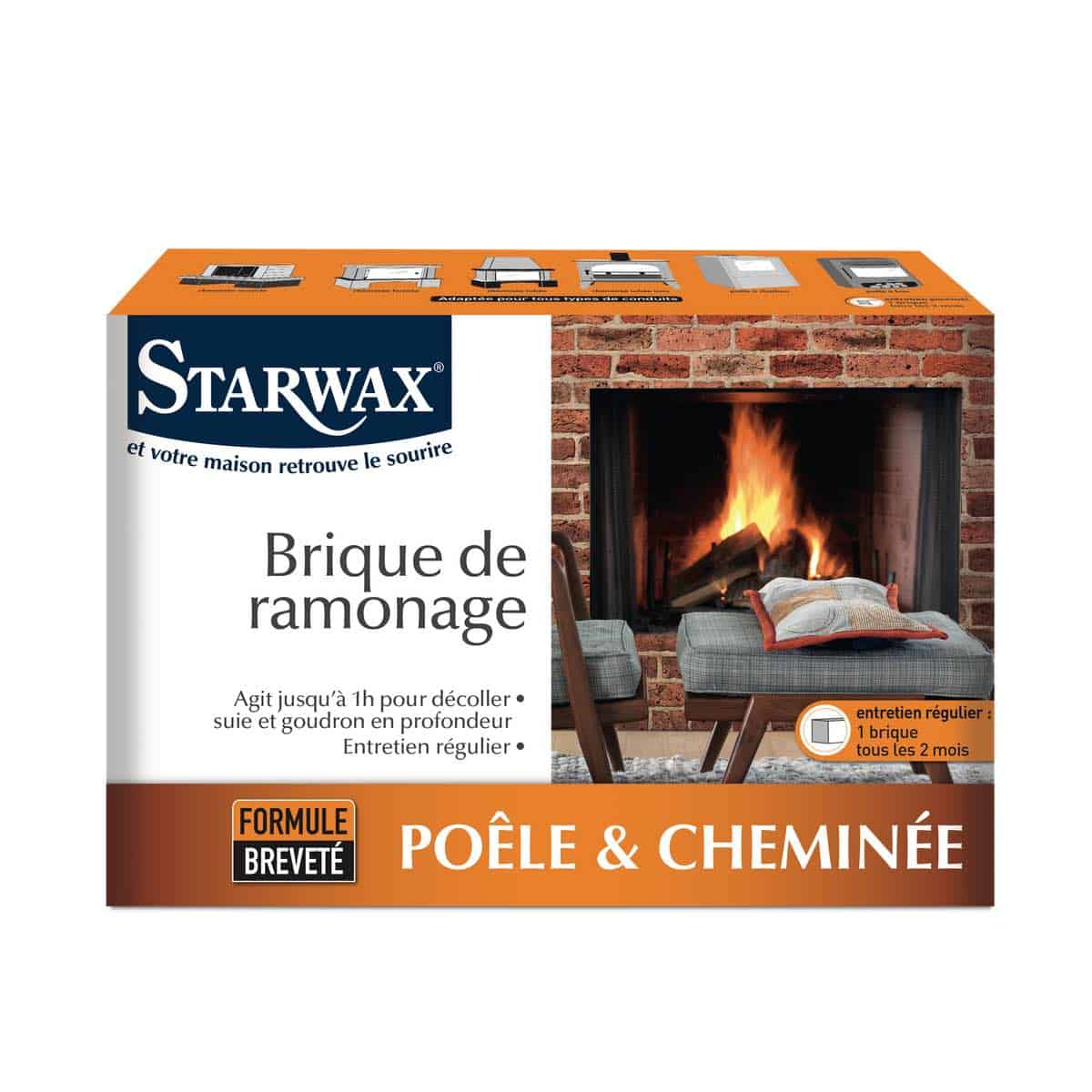 Bûche de ramonage chimique  Cheminée insert poêle chaudière